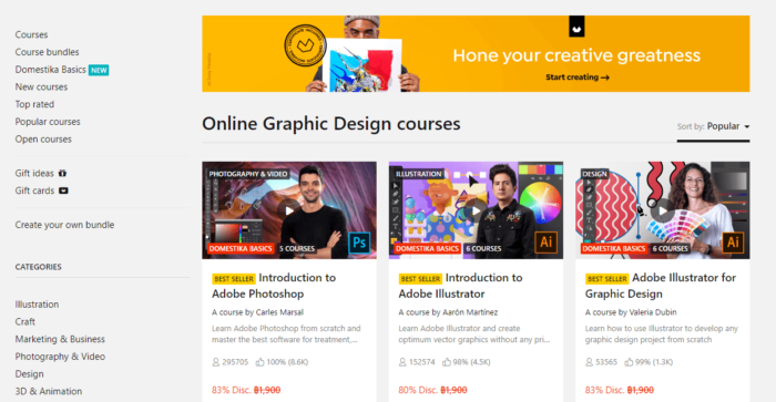 Курсы для графического дизайнера на платформе Domestika
