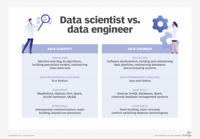 Разница между дата сайентистом и инженером данных по навыкам
